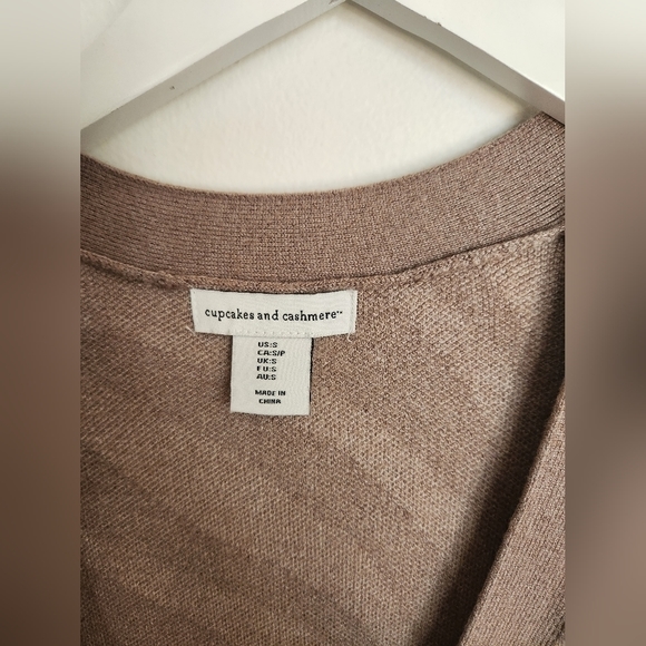 Cupcakes and Cashmere Long Zebra Print Cardigan Soft Long Sleeve Taupe Size S - Picture 3 of 3